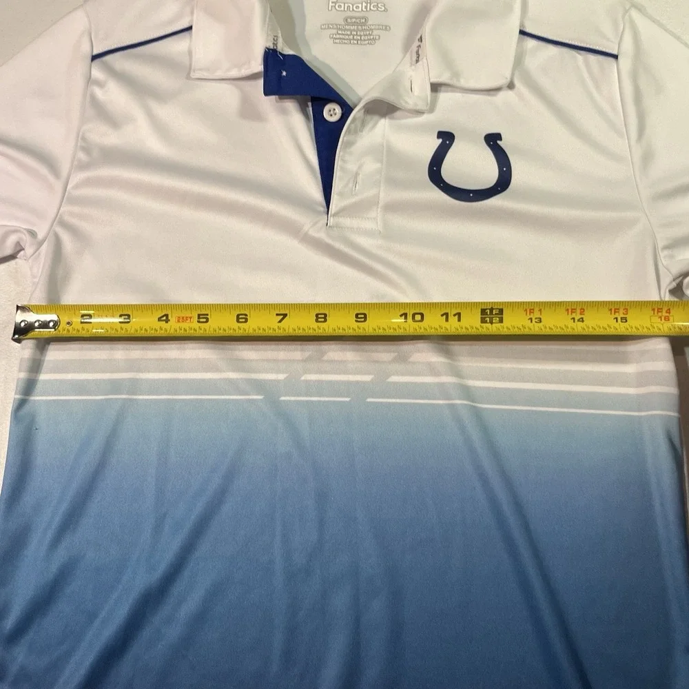 Indianapolis Colts Fanatics White Blue Mens Logo Polo Shirt Small $55 MSRP EUC